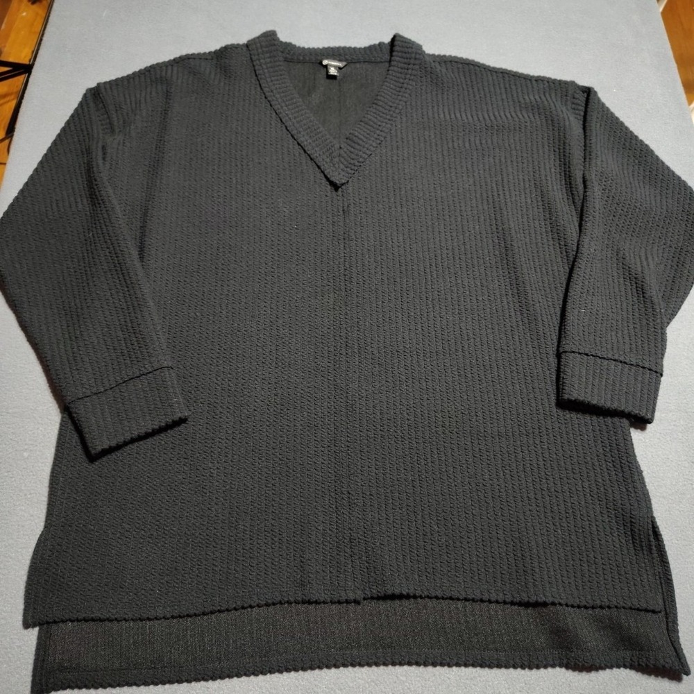 Versona Cable Knit Sweater Ladies XL Black Oversized Long Sleeve Classic Stretch